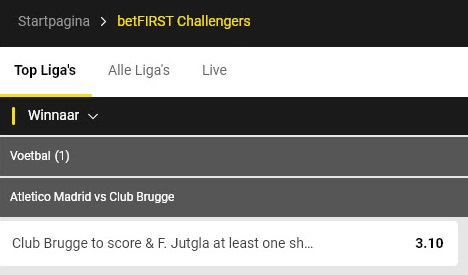 Betfirst Challengers Atletico Madrid Club Brugge